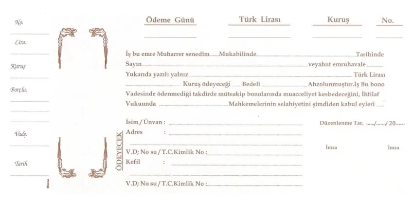Boş Senet Örneği